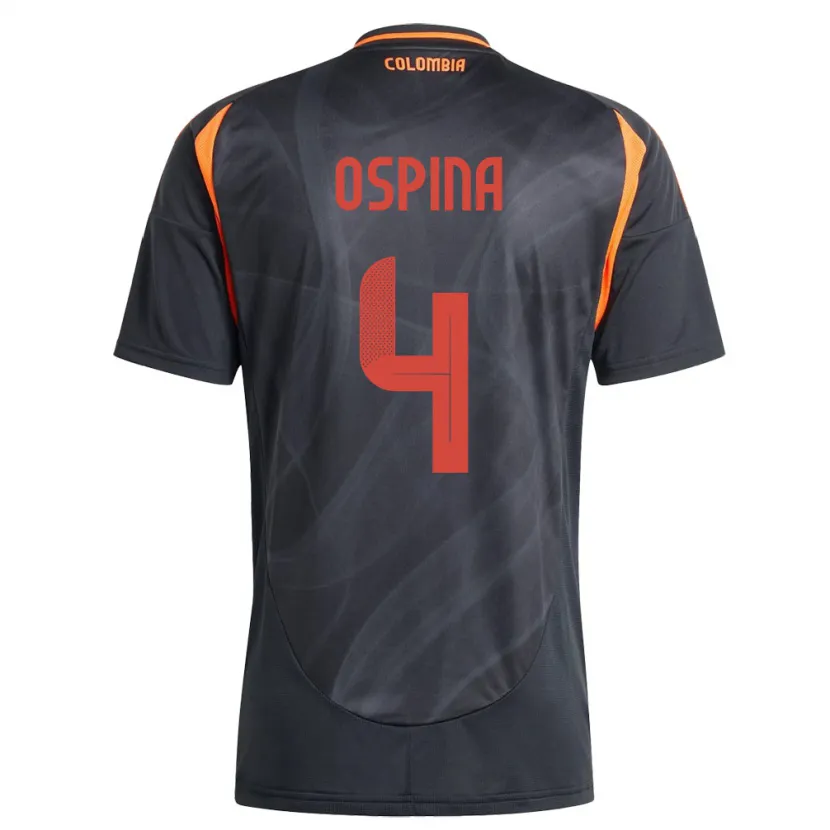 Danxen Dzieci Kolumbia Diana Ospina #4 Czarny Wyjazdowa Koszulka 24-26 Koszulki Klubowe