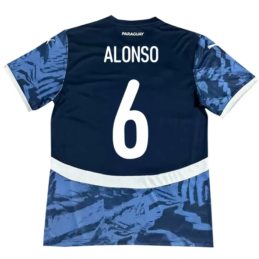 Danxen Dzieci Paragwaj Júnior Alonso #6 Niebieski Wyjazdowa Koszulka 24-26 Koszulki Klubowe