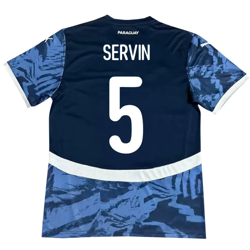 Danxen Dzieci Paragwaj Thiago Servín #5 Niebieski Wyjazdowa Koszulka 24-26 Koszulki Klubowe