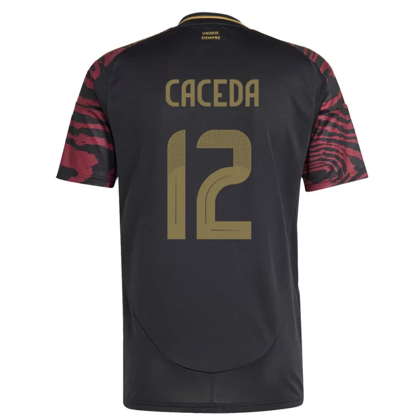 Danxen Dzieci Peru Carlos Cáceda #12 Czarny Wyjazdowa Koszulka 24-26 Koszulki Klubowe