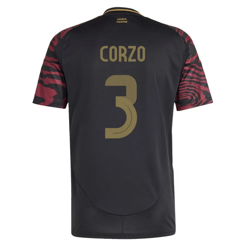Danxen Dzieci Peru Aldo Corzo #3 Czarny Wyjazdowa Koszulka 24-26 Koszulki Klubowe