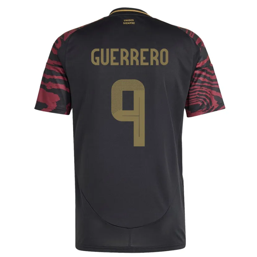 Danxen Dzieci Peru Paolo Guerrero #9 Czarny Wyjazdowa Koszulka 24-26 Koszulki Klubowe