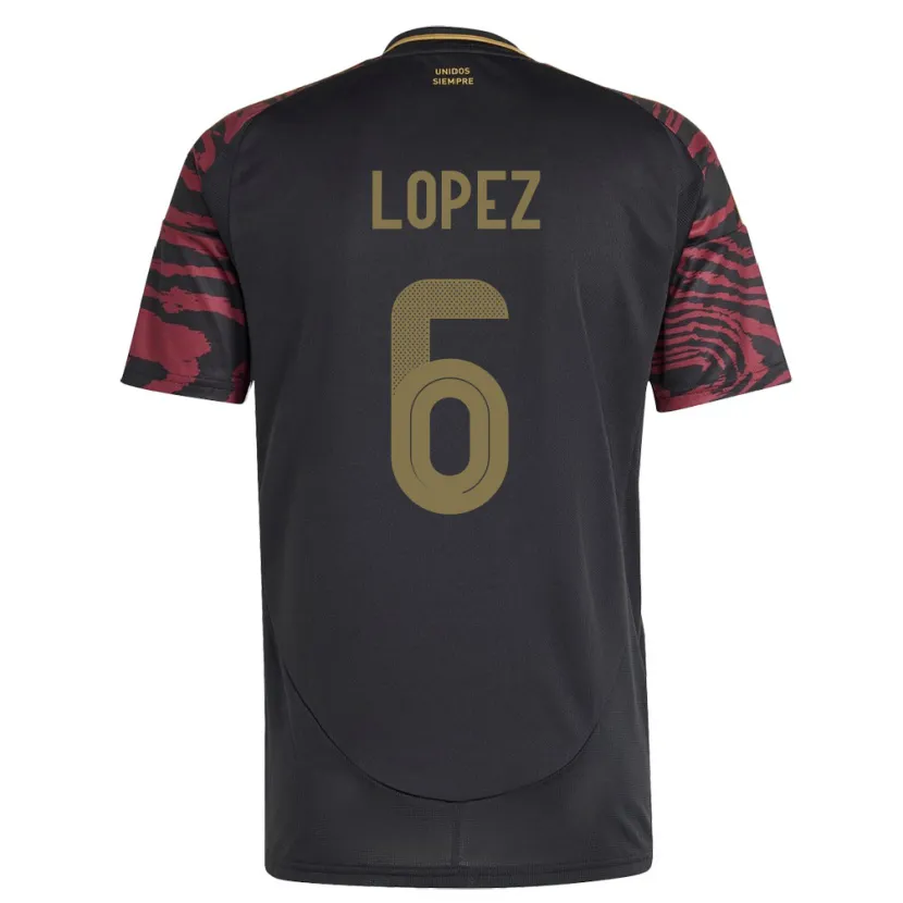 Danxen Dzieci Peru Marcos López #6 Czarny Wyjazdowa Koszulka 24-26 Koszulki Klubowe