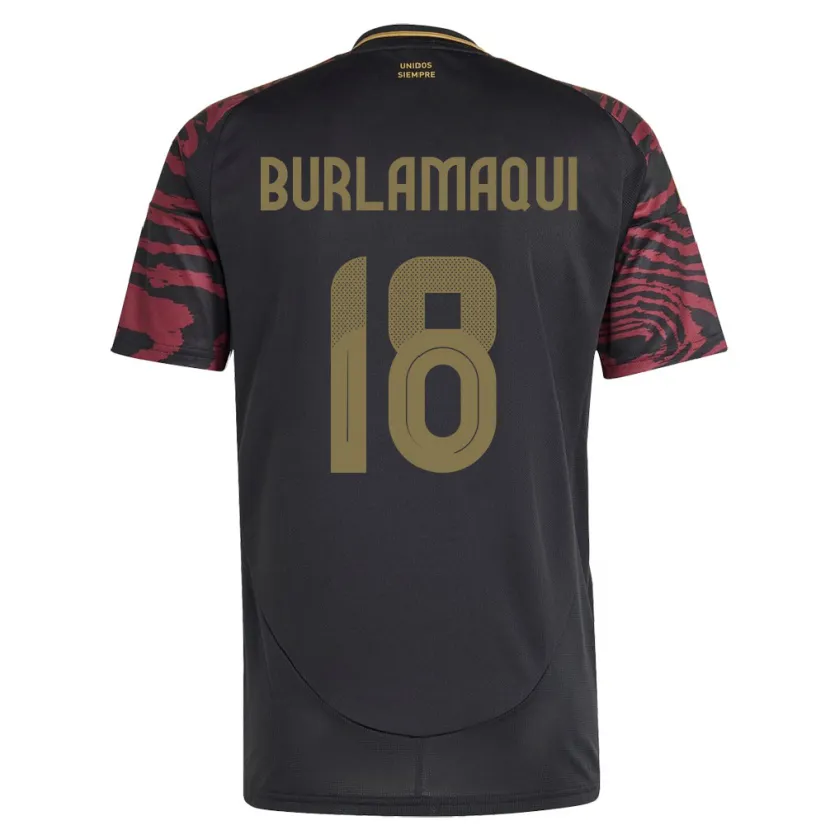 Danxen Dzieci Peru Alessandro Burlamaqui #18 Czarny Wyjazdowa Koszulka 24-26 Koszulki Klubowe