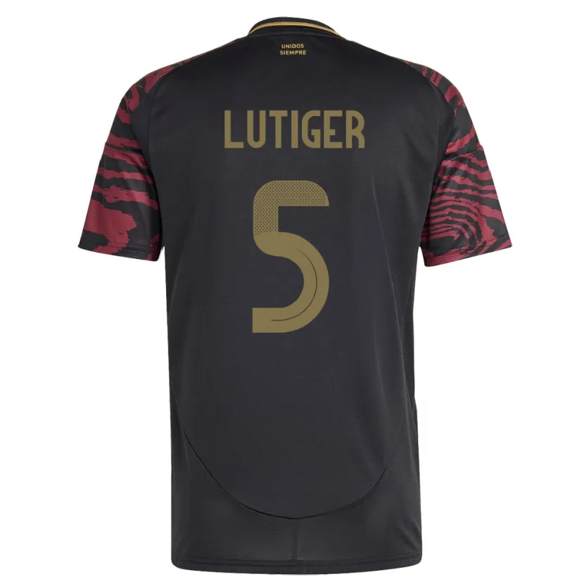 Danxen Dzieci Peru Rafael Lutiger #5 Czarny Wyjazdowa Koszulka 24-26 Koszulki Klubowe