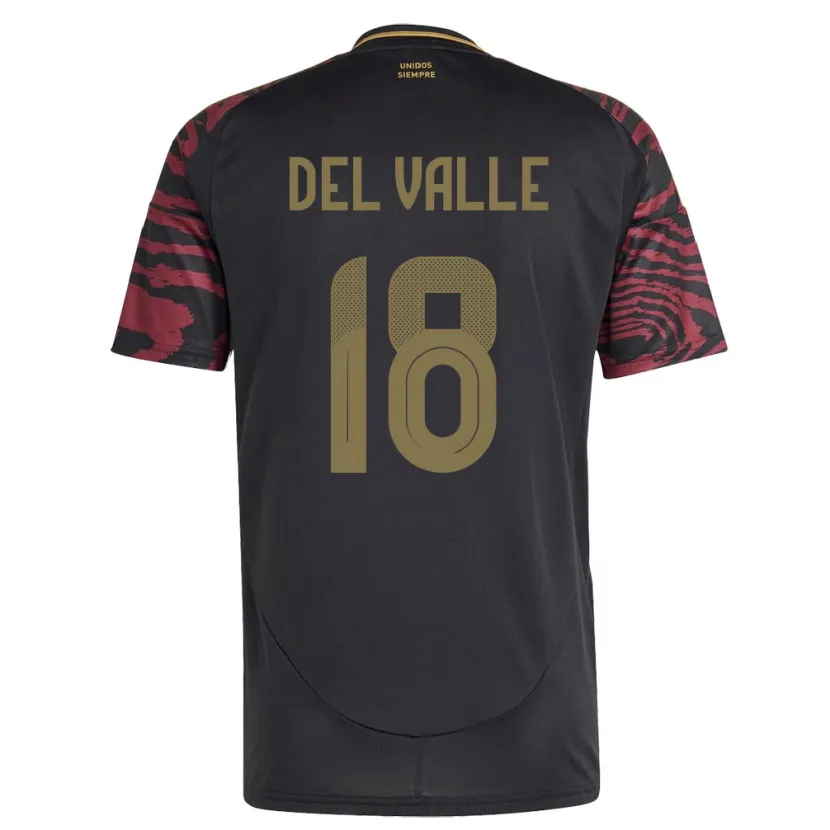Danxen Dzieci Peru Yamir Del Valle #18 Czarny Wyjazdowa Koszulka 24-26 Koszulki Klubowe