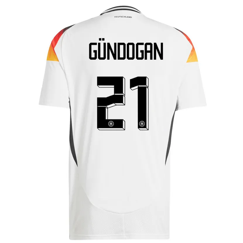 Danxen Męski Niemcy Ilkay Gundogan #21 Biały Domowa Koszulka 24-26 Koszulki Klubowe