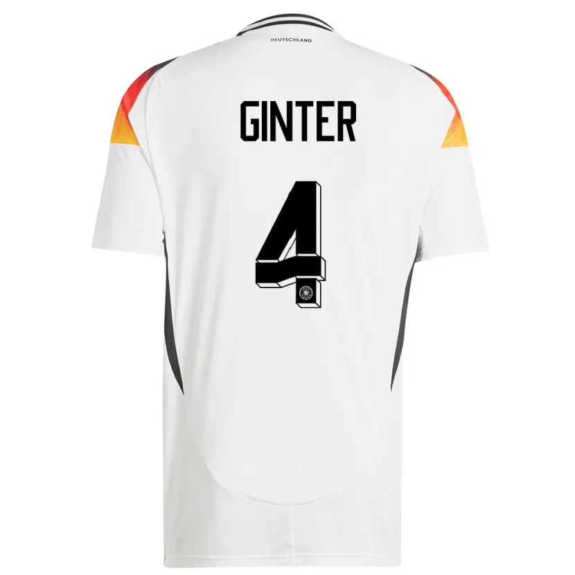 Danxen Męski Niemcy Matthias Ginter #4 Biały Domowa Koszulka 24-26 Koszulki Klubowe