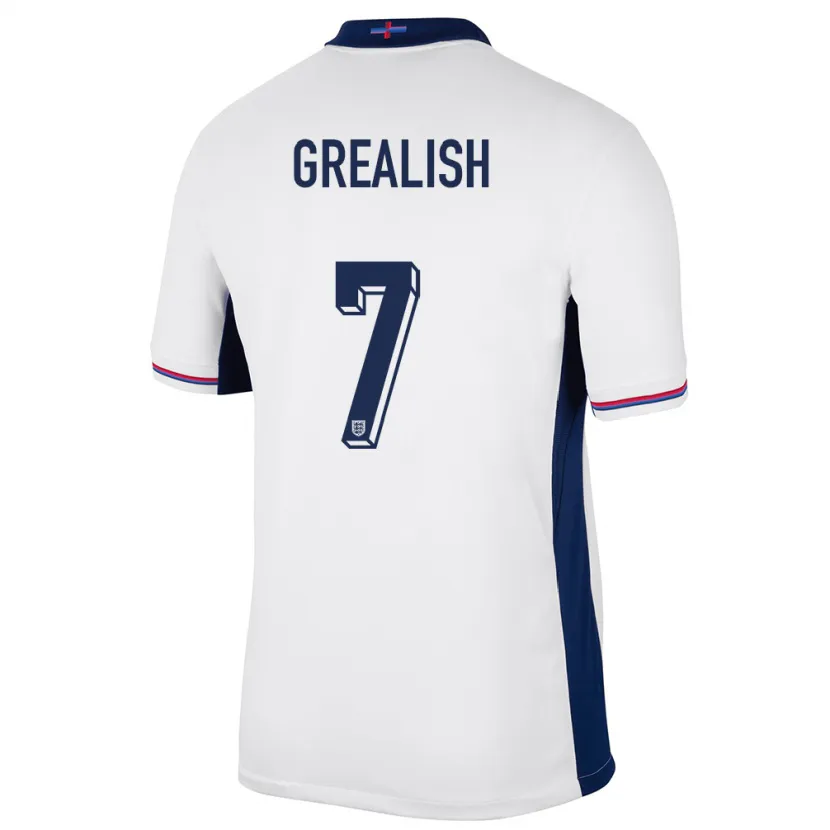 Danxen Męski Anglia Jack Grealish #7 Biały Domowa Koszulka 24-26 Koszulki Klubowe