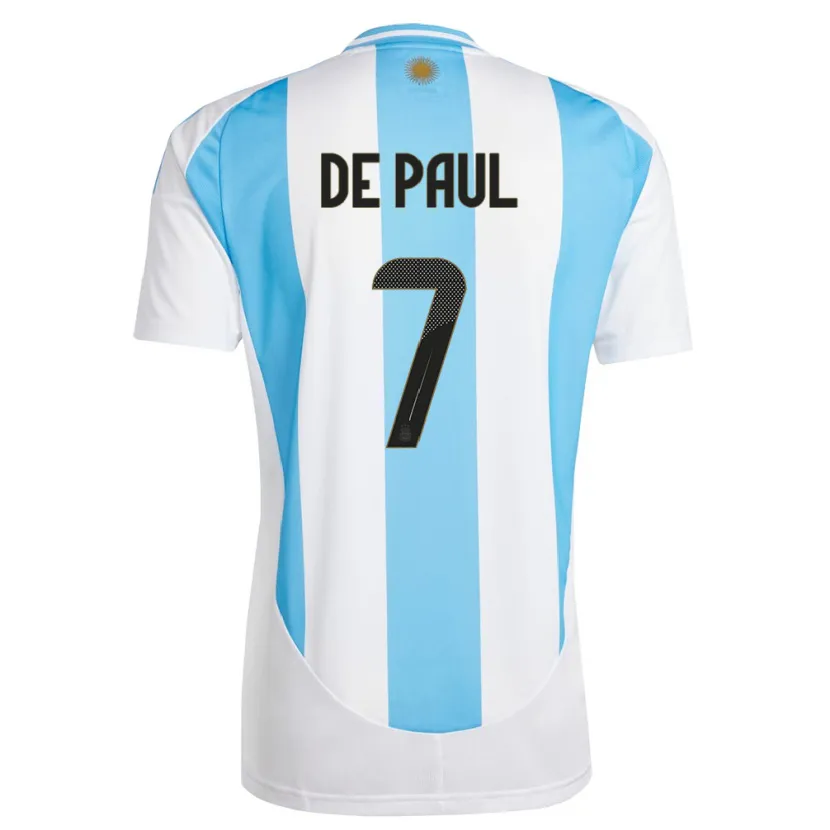 Danxen Męski Argentyna Rodrigo De Paul #7 Biało Niebieski Domowa Koszulka 24-26 Koszulki Klubowe