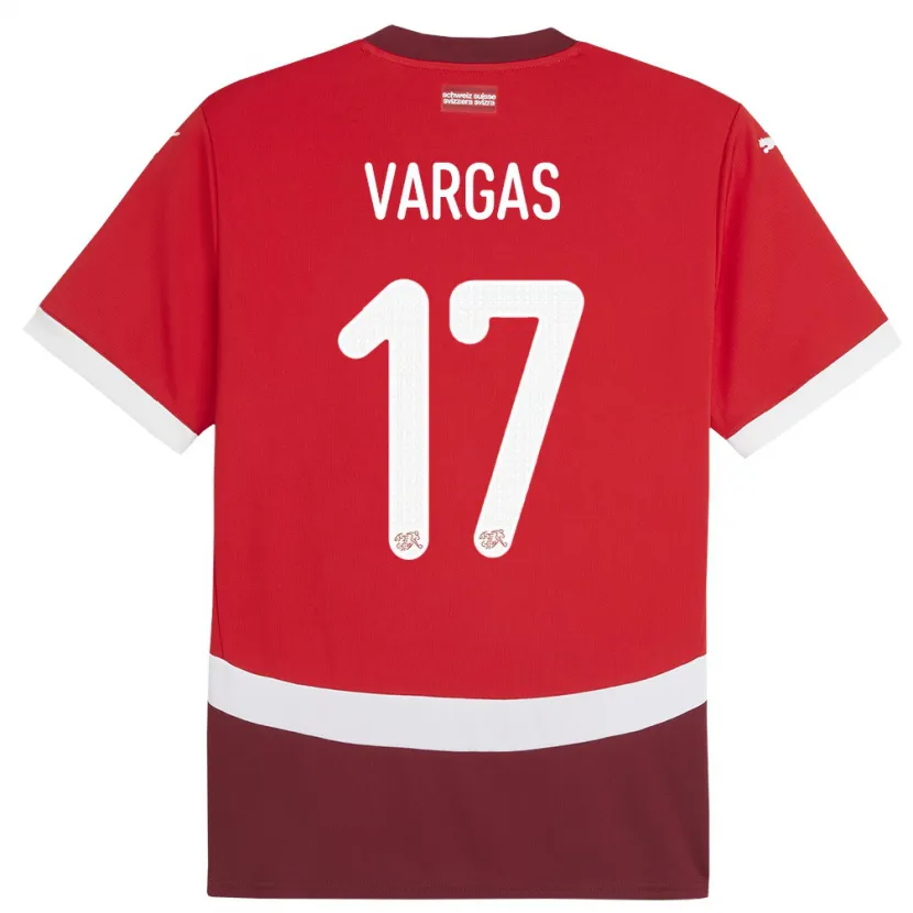 Danxen Męski Szwajcaria Ruben Vargas #17 Czerwony Domowa Koszulka 24-26 Koszulki Klubowe