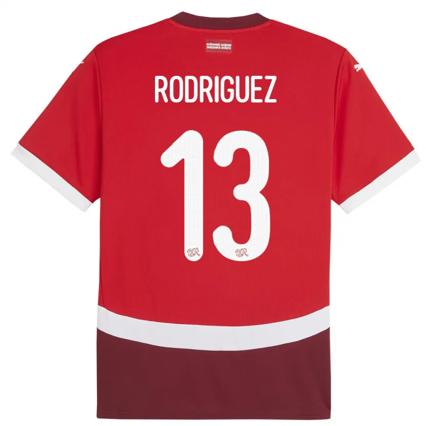 Danxen Męski Szwajcaria Ricardo Rodriguez #13 Czerwony Domowa Koszulka 24-26 Koszulki Klubowe