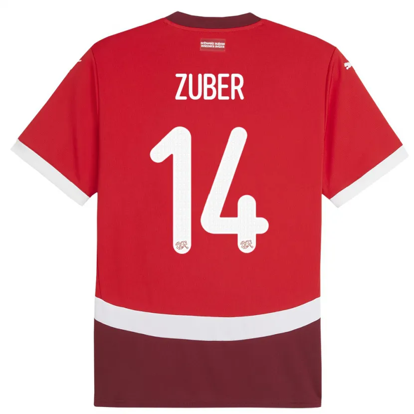 Danxen Męski Szwajcaria Steven Zuber #14 Czerwony Domowa Koszulka 24-26 Koszulki Klubowe