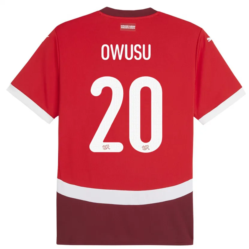 Danxen Męski Szwajcaria Tyron Owusu #20 Czerwony Domowa Koszulka 24-26 Koszulki Klubowe