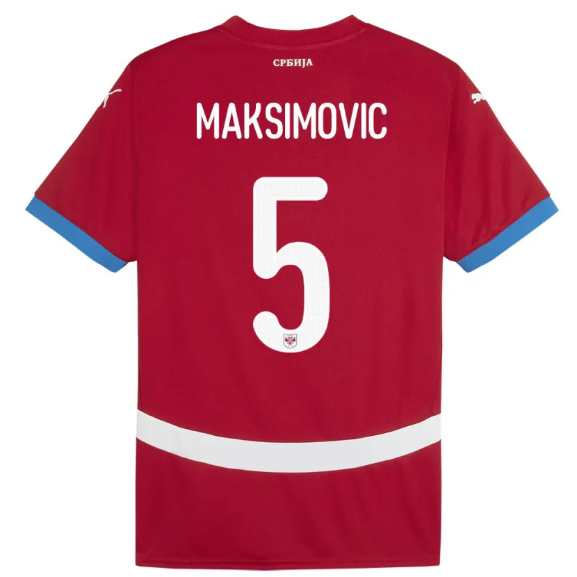 Danxen Męski Serbia Nemanja Maksimovic #5 Czerwony Domowa Koszulka 24-26 Koszulki Klubowe