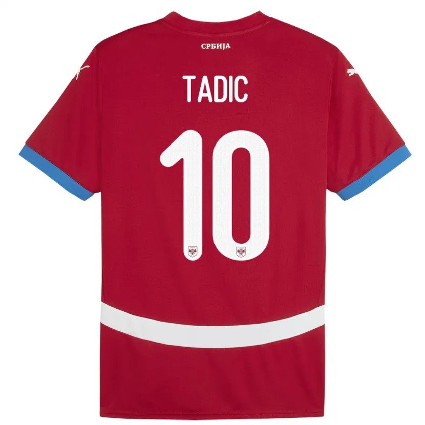 Danxen Męski Serbia Dusan Tadic #10 Czerwony Domowa Koszulka 24-26 Koszulki Klubowe