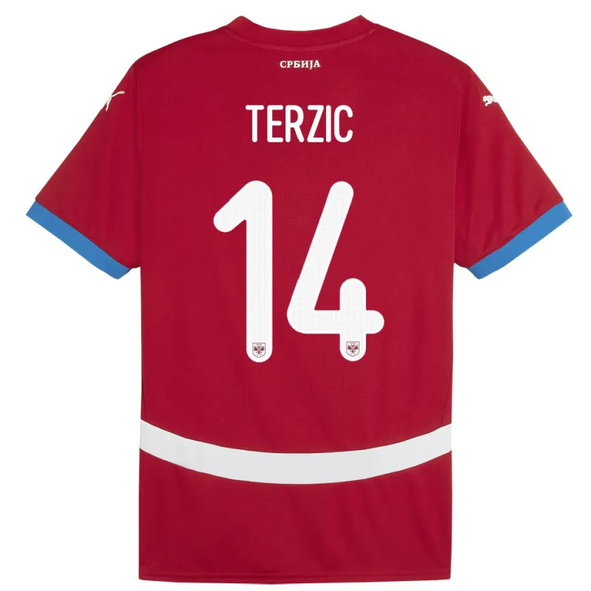 Danxen Męski Serbia Aleksa Terzic #14 Czerwony Domowa Koszulka 24-26 Koszulki Klubowe