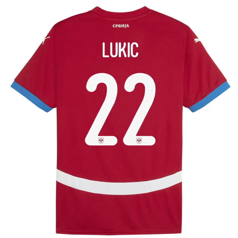 Danxen Męski Serbia Sasa Lukic #22 Czerwony Domowa Koszulka 24-26 Koszulki Klubowe