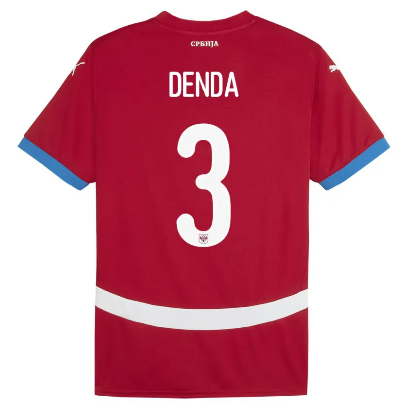 Danxen Męski Serbia Milica Denda #3 Czerwony Domowa Koszulka 24-26 Koszulki Klubowe