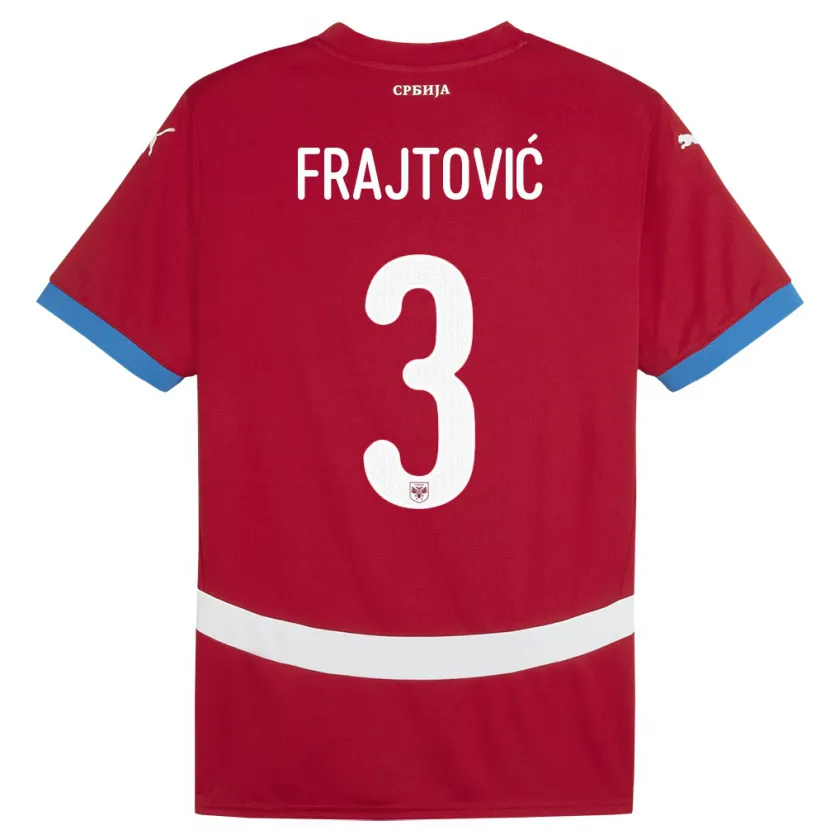 Danxen Męski Serbia Andela Frajtovic #3 Czerwony Domowa Koszulka 24-26 Koszulki Klubowe