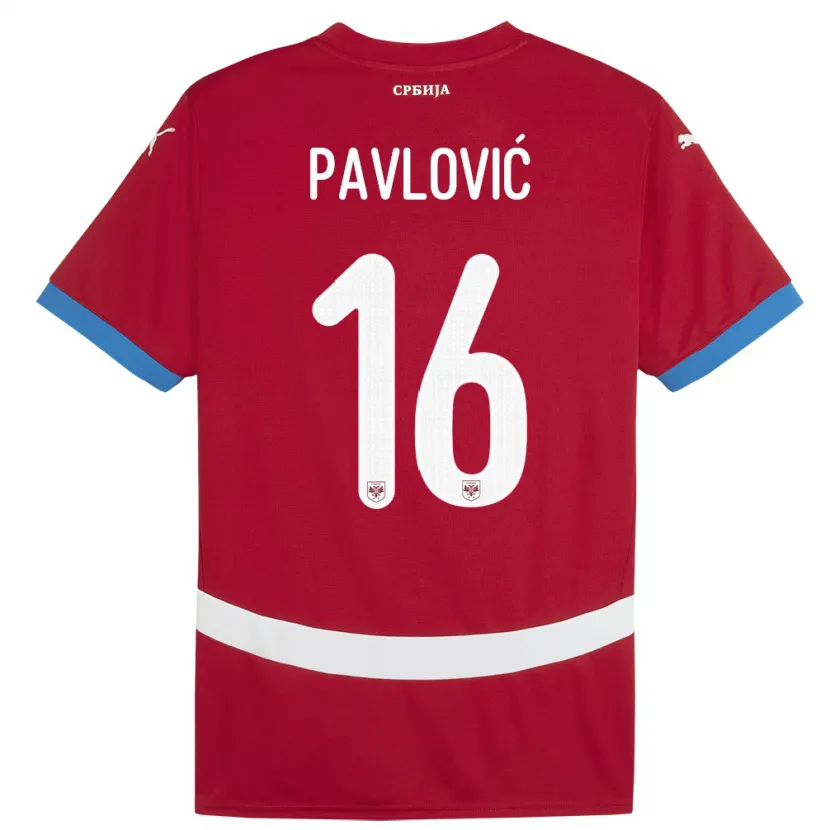 Danxen Męski Serbia Sara Pavlovic #16 Czerwony Domowa Koszulka 24-26 Koszulki Klubowe