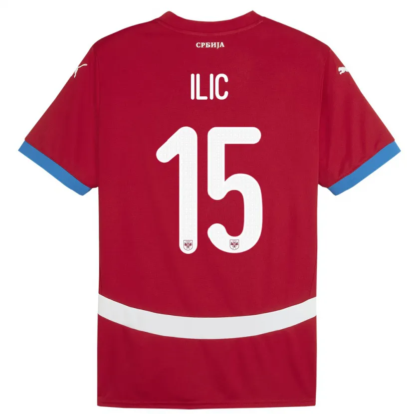 Danxen Męski Serbia Mihajlo Ilic #15 Czerwony Domowa Koszulka 24-26 Koszulki Klubowe