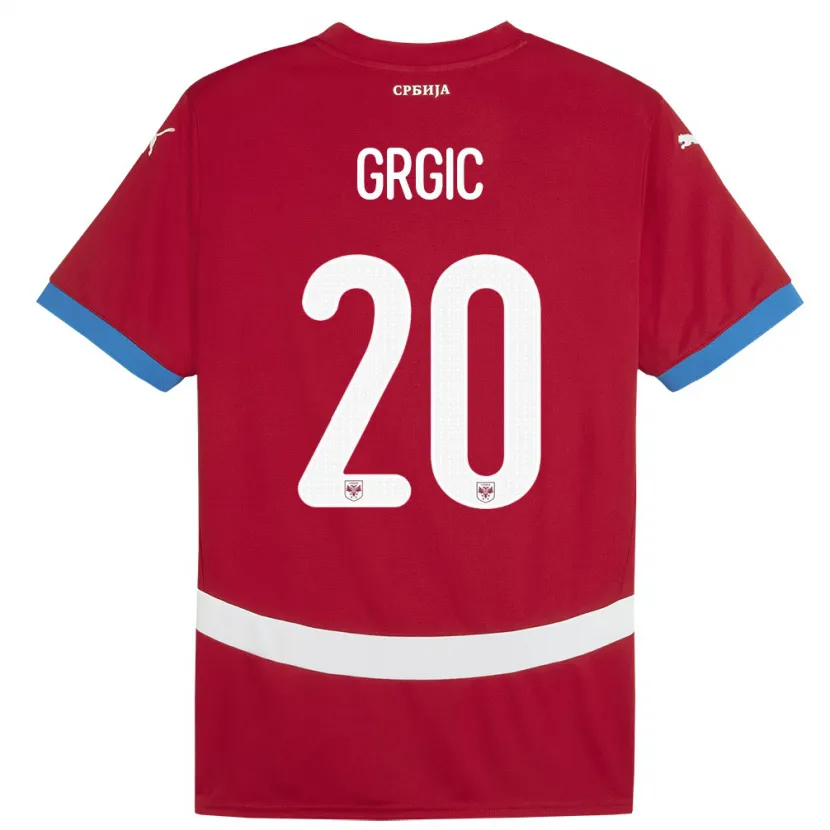 Danxen Męski Serbia Dario Grgic #20 Czerwony Domowa Koszulka 24-26 Koszulki Klubowe
