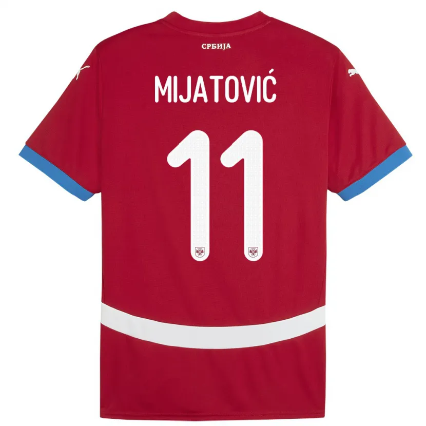 Danxen Męski Serbia Jovan Mijatovic #11 Czerwony Domowa Koszulka 24-26 Koszulki Klubowe