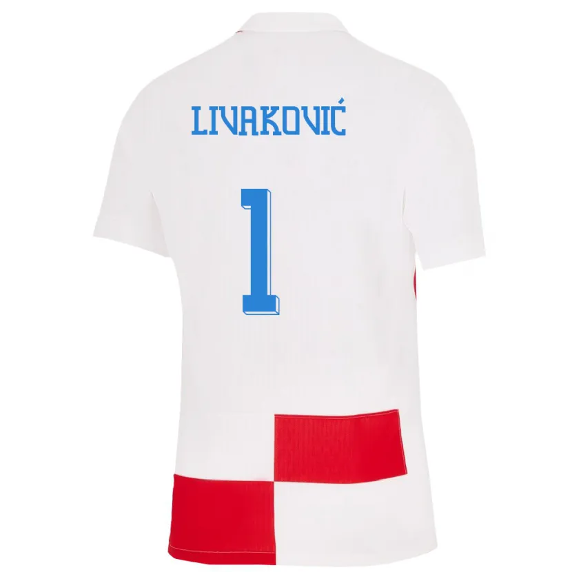 Danxen Męski Chorwacja Dominik Livakovic #1 Biało - Czerwony Domowa Koszulka 24-26 Koszulki Klubowe
