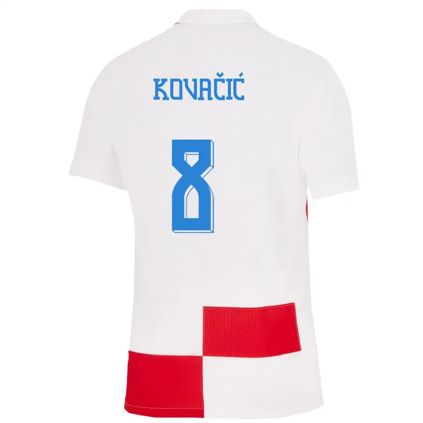 Danxen Męski Chorwacja Mateo Kovacic #8 Biało - Czerwony Domowa Koszulka 24-26 Koszulki Klubowe