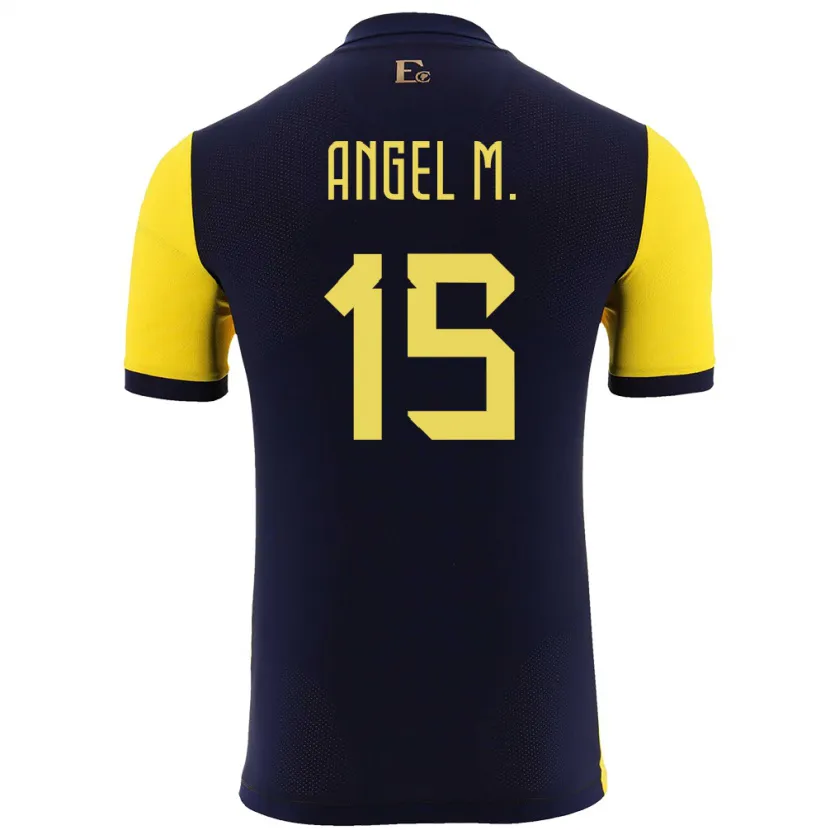 Danxen Męski Ecuador Angel Mena #15 Żółty Domowa Koszulka 24-26 Koszulki Klubowe