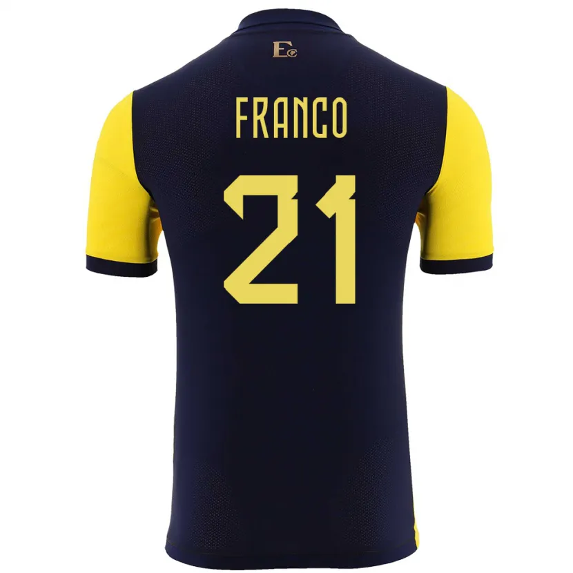 Danxen Męski Ecuador Alan Franco #21 Żółty Domowa Koszulka 24-26 Koszulki Klubowe