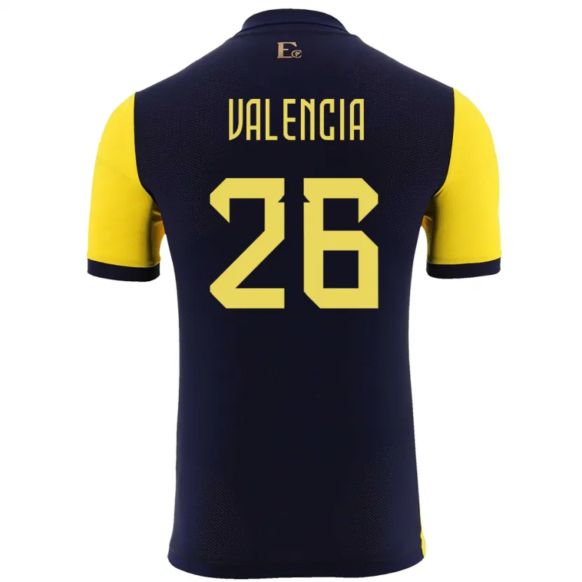 Danxen Męski Ecuador Anthony Valencia #26 Żółty Domowa Koszulka 24-26 Koszulki Klubowe