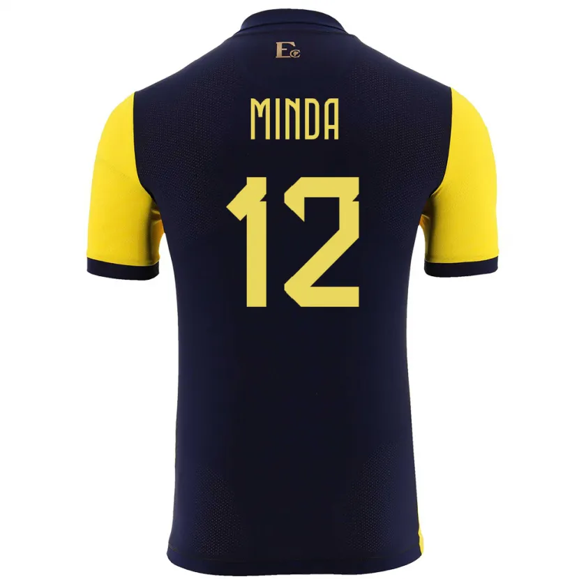 Danxen Męski Ecuador Ethan Minda #12 Żółty Domowa Koszulka 24-26 Koszulki Klubowe