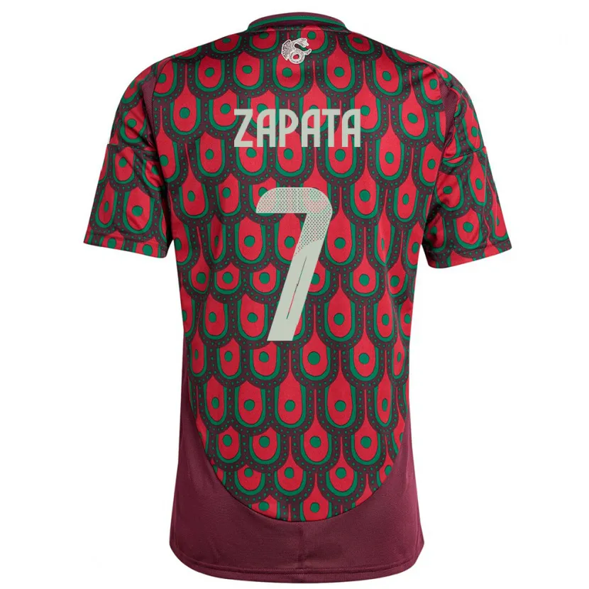 Danxen Męski Meksyk Angel Zapata #7 Kasztanowaty Domowa Koszulka 24-26 Koszulki Klubowe