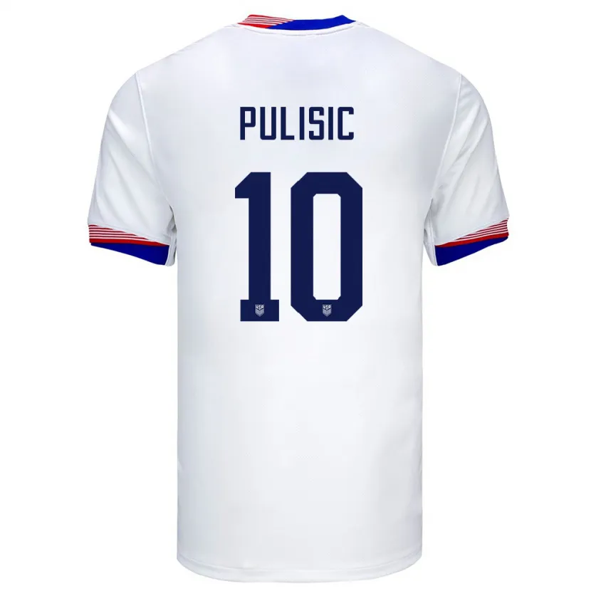 Danxen Męski Stany Zjednoczone Christian Pulisic #10 Biały Domowa Koszulka 24-26 Koszulki Klubowe