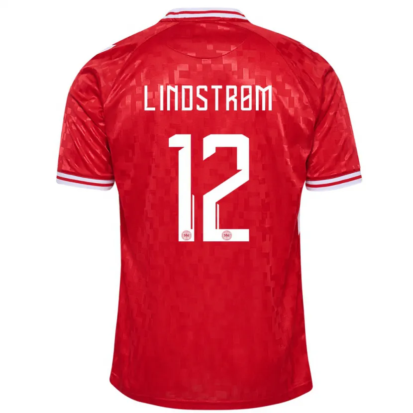 Danxen Męski Dania Jesper Lindstrøm #12 Czerwony Domowa Koszulka 24-26 Koszulki Klubowe