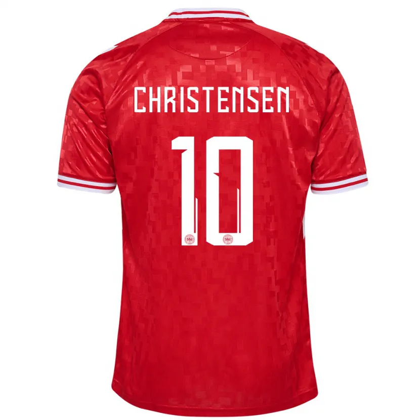 Danxen Męski Dania Gustav Christensen #10 Czerwony Domowa Koszulka 24-26 Koszulki Klubowe