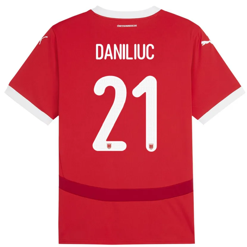 Danxen Męski Austria Flavius Daniliuc #21 Czerwony Domowa Koszulka 24-26 Koszulki Klubowe