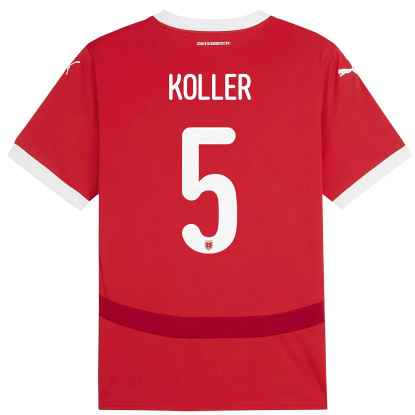 Danxen Męski Austria Paul Koller #5 Czerwony Domowa Koszulka 24-26 Koszulki Klubowe