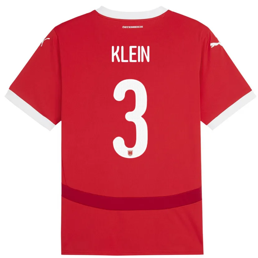 Danxen Męski Austria Jennifer Klein #3 Czerwony Domowa Koszulka 24-26 Koszulki Klubowe