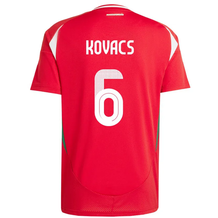 Danxen Męski Węgry Noel Kovács #6 Czerwony Domowa Koszulka 24-26 Koszulki Klubowe