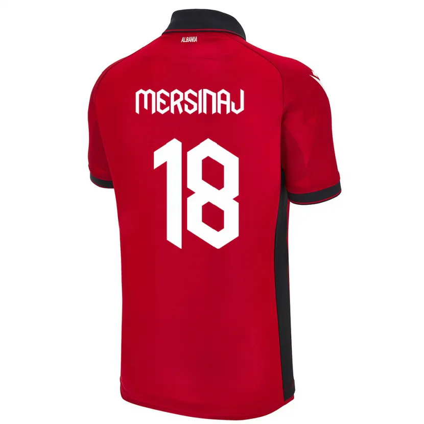Danxen Męski Albania Jon Mersinaj #18 Czerwony Domowa Koszulka 24-26 Koszulki Klubowe