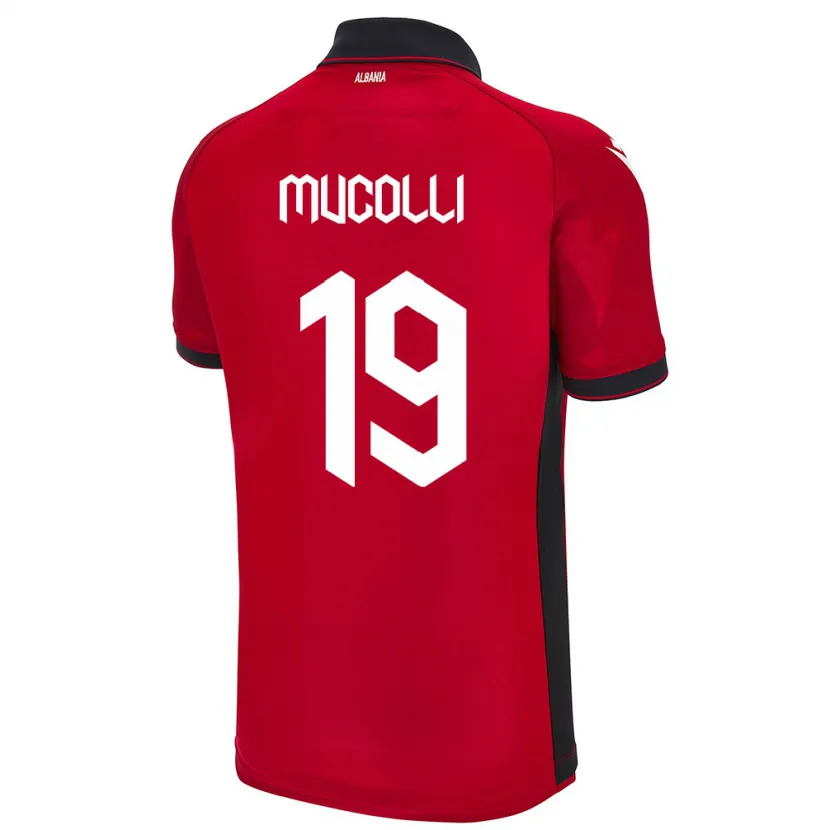 Danxen Męski Albania Arbnor Mucolli #19 Czerwony Domowa Koszulka 24-26 Koszulki Klubowe