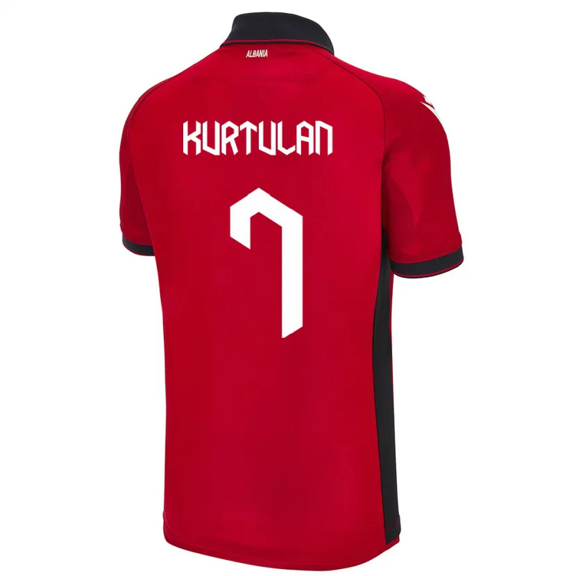 Danxen Męski Albania Arda Kurtulan #7 Czerwony Domowa Koszulka 24-26 Koszulki Klubowe