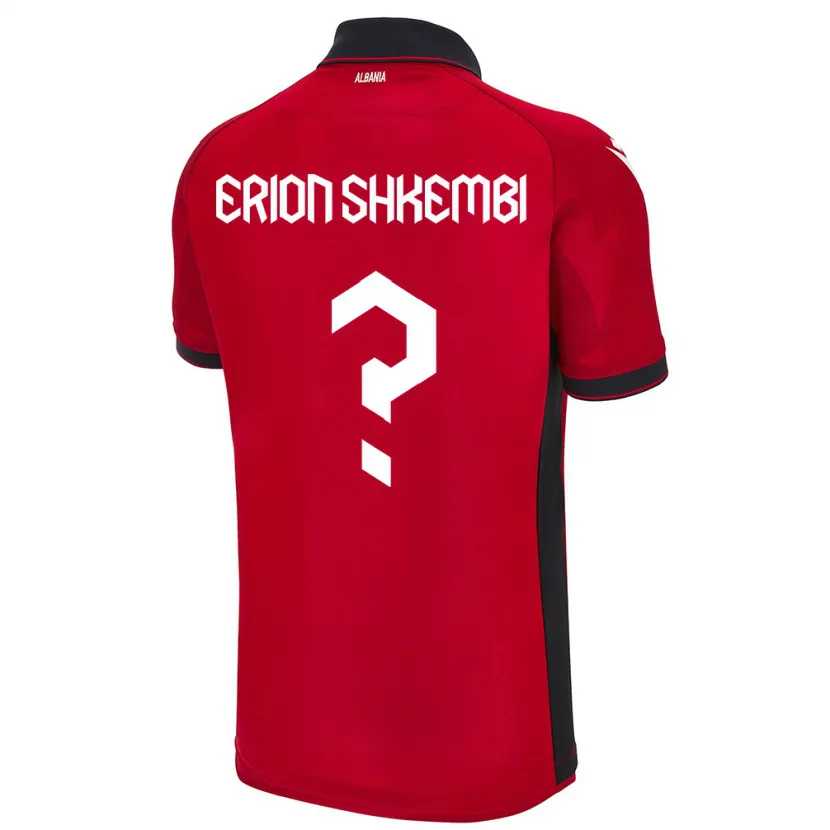 Danxen Męski Albania Erion Shkembi #0 Czerwony Domowa Koszulka 24-26 Koszulki Klubowe