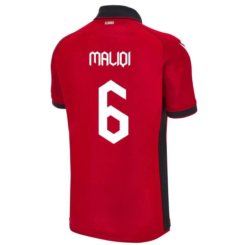Danxen Męski Albania Sara Maliqi #6 Czerwony Domowa Koszulka 24-26 Koszulki Klubowe