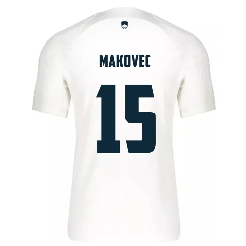 Danxen Męski Słowenia Sara Makovec #15 Biały Domowa Koszulka 24-26 Koszulki Klubowe