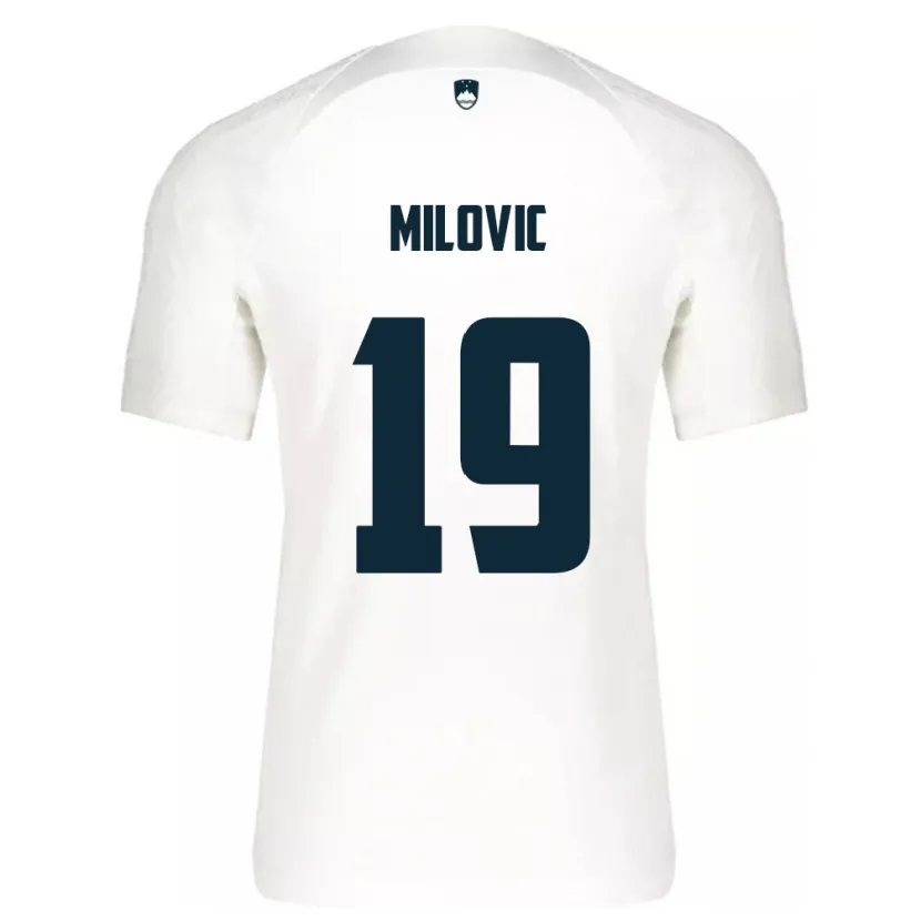 Danxen Męski Słowenia Ana Milovič #19 Biały Domowa Koszulka 24-26 Koszulki Klubowe