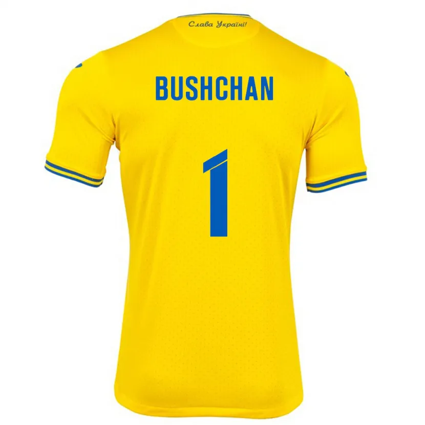 Danxen Męski Ukraina Georgiy Bushchan #1 Żółty Domowa Koszulka 24-26 Koszulki Klubowe